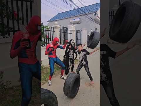 What is the challenge of loading car tires while drinking Cocacola #spiderman #death #cosplay