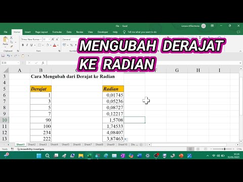 Cara Mengubah Derajat Menjadi Radian di Excel - Menggunakan Rumus