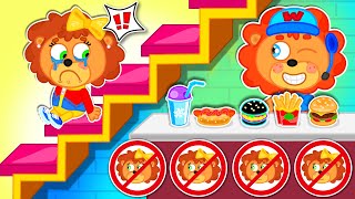Família Leão Português | Fast food embaixo da escada | Vídeo para crianças | Desenhos Animados