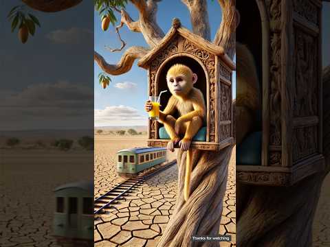 The monkey lives on a mango tree and digs a huge pond 😭 #ai #monkey #rain