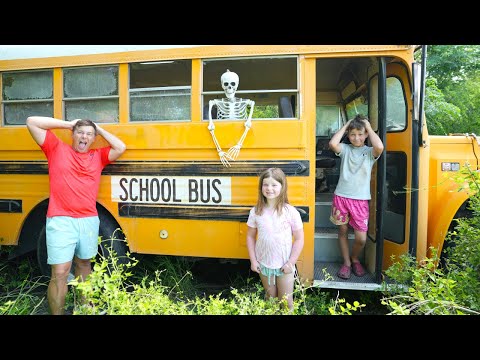 Finding Abandoned School Bus in the Forest | Tractors for kids