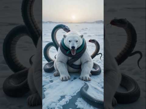 Polar bear trapped by snakes #polarbear #polarbearlove #wildlife #rescue #shorts