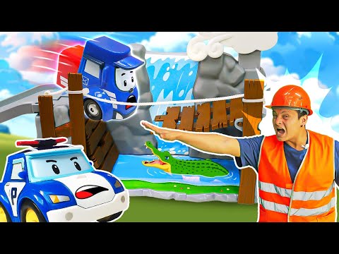 ¡El camino está destruido! Robocar Poli al rescate. Juegos de coches