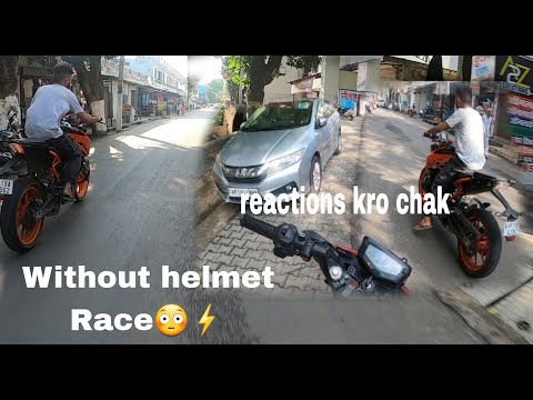 Duke 200cc Vs Apache rtr Drag race ⚡Without Helmet 😳!!Public Reaction!! Modified Duke