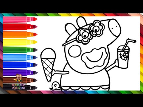 Dibuja y Colorea A Peppa Pig Disfrutando Del Verano 🐷🍹🍦☀️🏖️🌈 Dibujos Para Niños