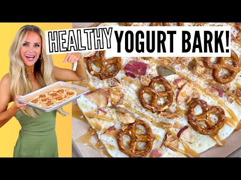 5-Ingredient Healthy Snack: Caramel Apple Frozen Yogurt Bark (high protein!) // Lindsay Ann