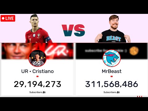 🔴LIVE: UR · Cristiano Ronaldo vs MrBeast Sub Count Battle (Cristiano Ronaldo Channel)