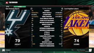 SA Spurs vs LA Lakers /#JBLS12 #NBA2k #myLeague GM31a