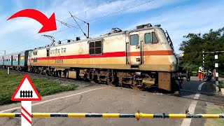 52 HIGH SPEED TRAINS CROSSING RAILROAD CROSSINGS | Level Crossing | Indian Railways Trains