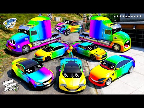 GTA 5 - Stealing Rainbow SuperCars with Franklin! (Real Life Cars #298)