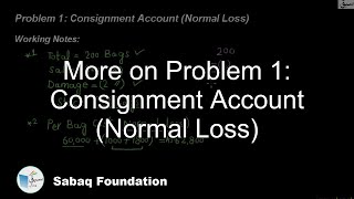 More on Problem 1: Consignment Account (Normal Loss)
