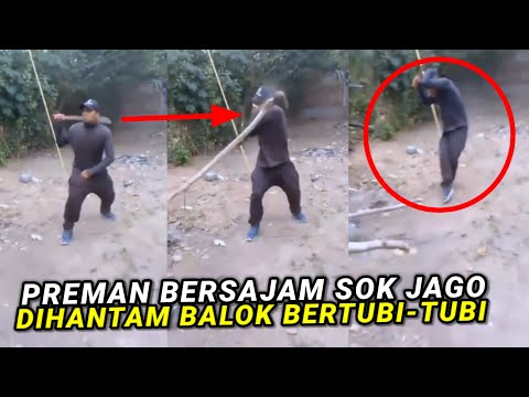 Preman Sok Jago Dihantam Balok Bertubi-Tubi Hingga Remuk