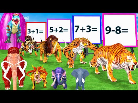 choose the right number tiger wolf lion bull mammoth elephant 5 time challenge paint animals crossin