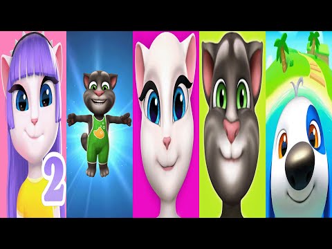 My Talking Tom2 vs Talking Tom vs Talking Angela vs Talking Angela2 vs Hank islands fun Game Ep4504