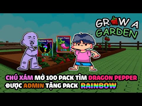 CHÚ XÁM MỞ 100 PACK TÌM RAINBOW DRAGON PEPPER VÀ ĐƯỢC ADMIN TẶNG PACK RAINBOW TRONG GROW A GARDEN