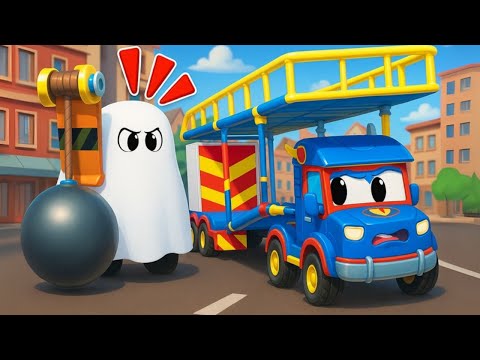 Demolition Crane is a Ghost 👻 Halloween Special | Emergency Vehicles for Kids