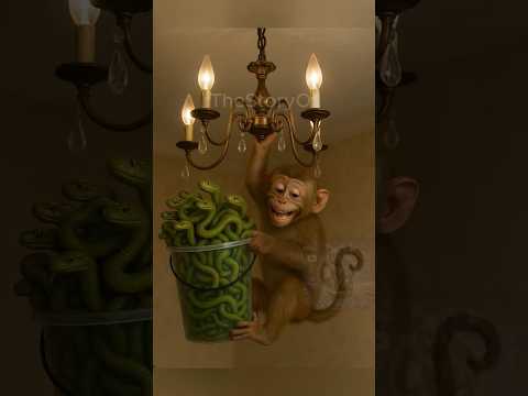 An old woman tries to raise her cat with snakes, but the kitten asks a monkey for help #kitten #cat