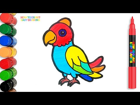 How to Draw a Colorful Parrot Step by Step | Easy Drawing for Kids