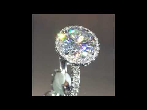 3.60 ct Round Moissanite Halo w/Thicker Band