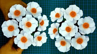 Easy Paper Flower Making Videos | Simple Paper Flowers Making | White Paper Flowers | School Project