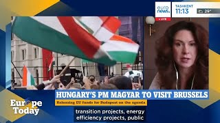 YouTube video thumbnail: Kata Tüttő, on Unfreezing EU Funds for Hungary: "We Are Suffering"