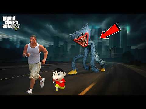 GTA V : Franklin & Shinchan Escape From Huggy Wuggy Ghost in GTA 5 ! in Telugu