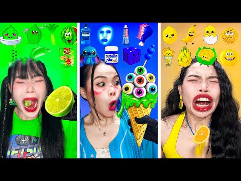 Random Color Food Eating Challenge 미스터리 캔디 챌린지 | ASMR MUKBANG
