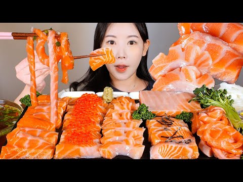 연어 파티🧡✨ 다시마 숙성 연어회 연어국수 먹방 Raw salmon [eating show] mukbang korean food