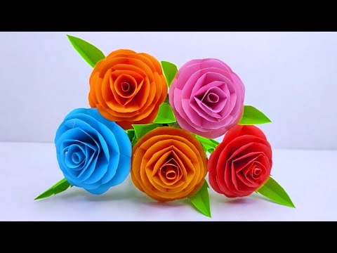 DIY Easy Paper Flower Rose Making bouquet - Amazing Paper Rose Flowers