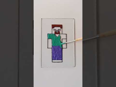 Minecraft character steve glass painting #shorts #trending