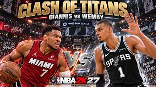 🔥Giannis Challenges Wemby in San Antonio! Heat vs Spurs🏀NBA 2K27 Full Game🏀