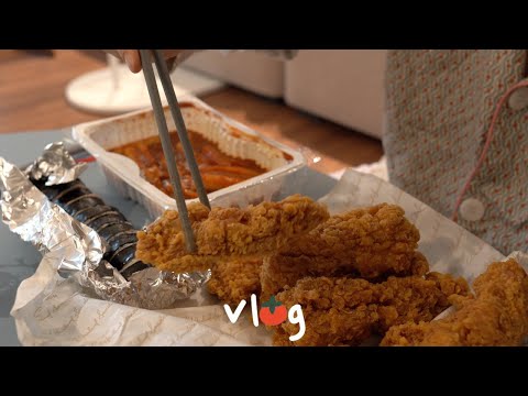 극한 상황에서 아득바득 더 잘챙겨먹는 브이로그 / 신전 떡볶이 + kfc 먹방 / 문어피자빵 / 매운갈비찜, 잡채, 깻잎전, 함박스테이크