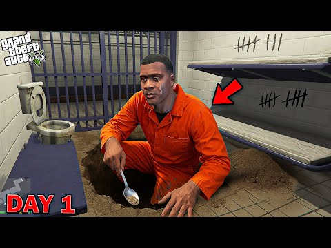 GTA 5 : Franklin Trying To Escape From Jail Using A Spoon In GTA 5 ! (DAY 1)