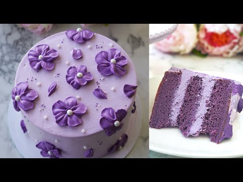 Decorate an Ube Cake with me #ubecake #cakedecorating #cakeideas #cakerecipe