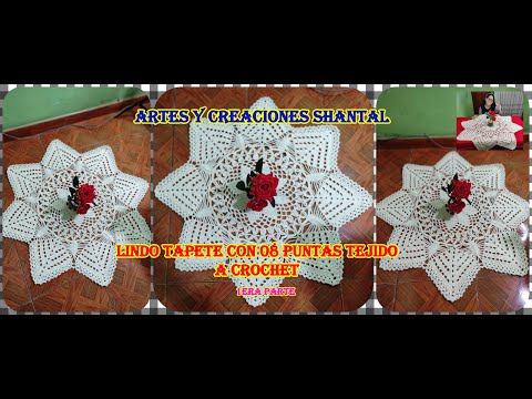 Te Enseño Tejer Este Lindo Tapete Grande Con 08 Puntas Paso a Paso Tejido a Crochet - 1era. Parte.