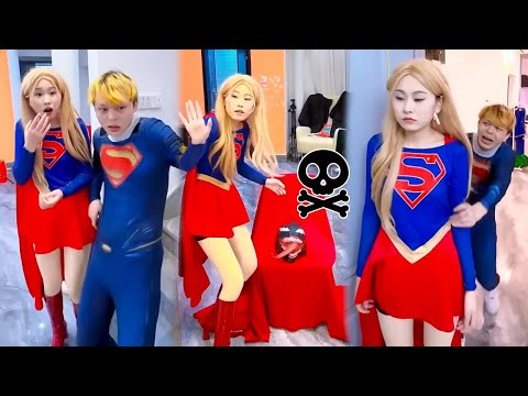 The Timid Superman Is Scared! The Brave Superwoman Protects Him!#superman #spiderman #supergi