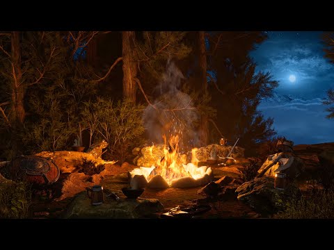 Medieval Night Campfire: A Medieval Forest Ambience With Horse, Crickets & Nature Sounds