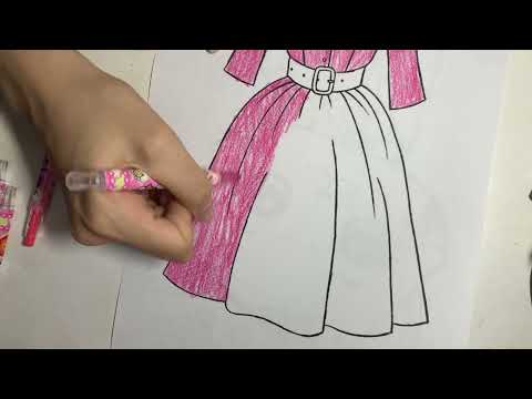 Hello everyone, today we will color the picture of a pink dress with me