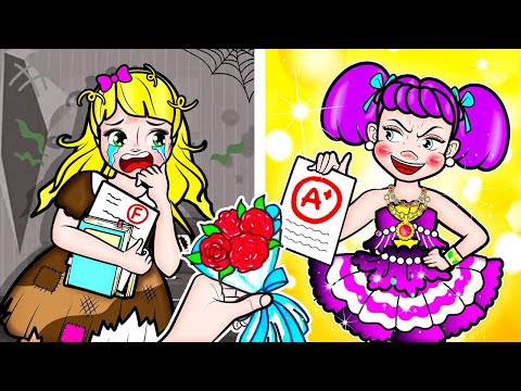 [🐾paper doll🐾] Poor vs Rich Rapunzel Friend in the School - Barbie Story & Craft