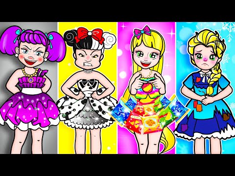 [🐾paper dolls🐾] Poor vs Rich vs Giga Rich! Extreme Makeover Challenge in WATERPARK | Rapunzel Family