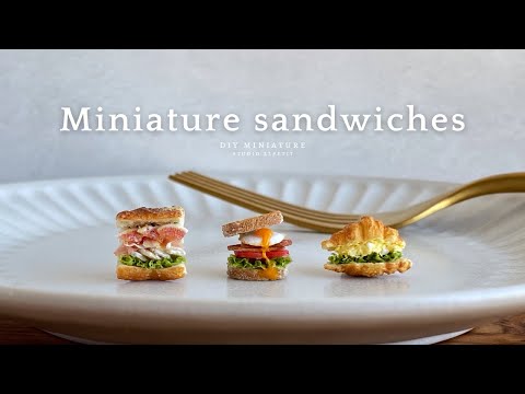 DIY | 粘土で作るミニチュアのサンドイッチ3種類 | Miniature sandwiches made with Air dry clay