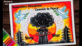 Hiroshima Nagasaki Day drawing easy/ Hiroshima Nagasaki Day poster drawing /Anti Nuclear Day drawing