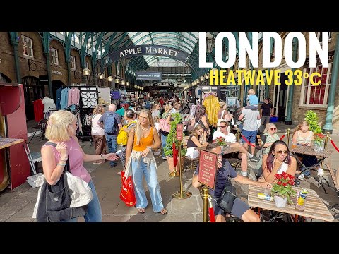England, London City Summer Streets Heatwave Walk in London | Central London View at 33°C [4K HDR]