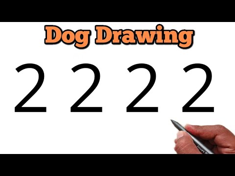 How to draw dog drawing from number 2222 | Easy dog drawing for new beginners