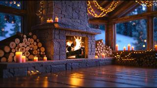Fall Asleep Fast 😴 Snowy Night Fireplace & Cozy Lights | Deep Sleep in Minutes