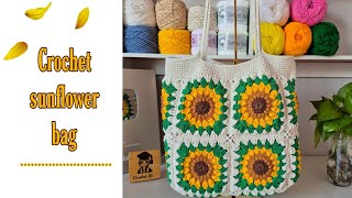 Crochet sunflower bag🌻နေကြာအိတ်ထိုးနည်း 🌻🌻
