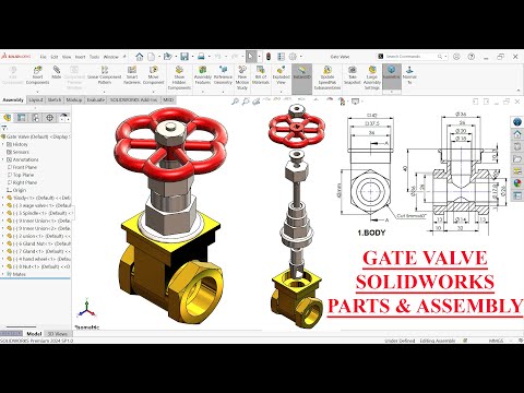 Gate Valve Parts and Assembly in SolidWorks