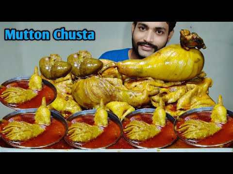 Huge Huge Mutton Chusta, Mutton Fat Oily Curry Eating Challenge 😋 Bengali Food 1