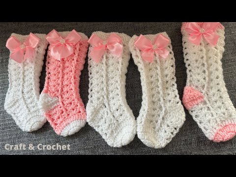 Easy Crochet Baby socks🌸four size crochet socks/ Craft & Crochet baby socks 1212