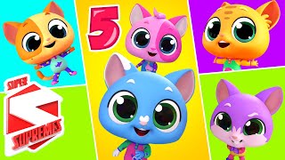 Five Little Kittens 🐱 | Counting Song for Kids | Nursery Rhymes & Learn 123